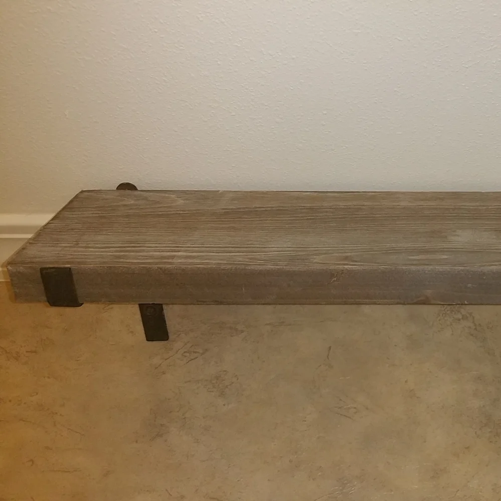 NWT Industrial Farmhouse Simple Rustic Wood & Metal Wall Shelf